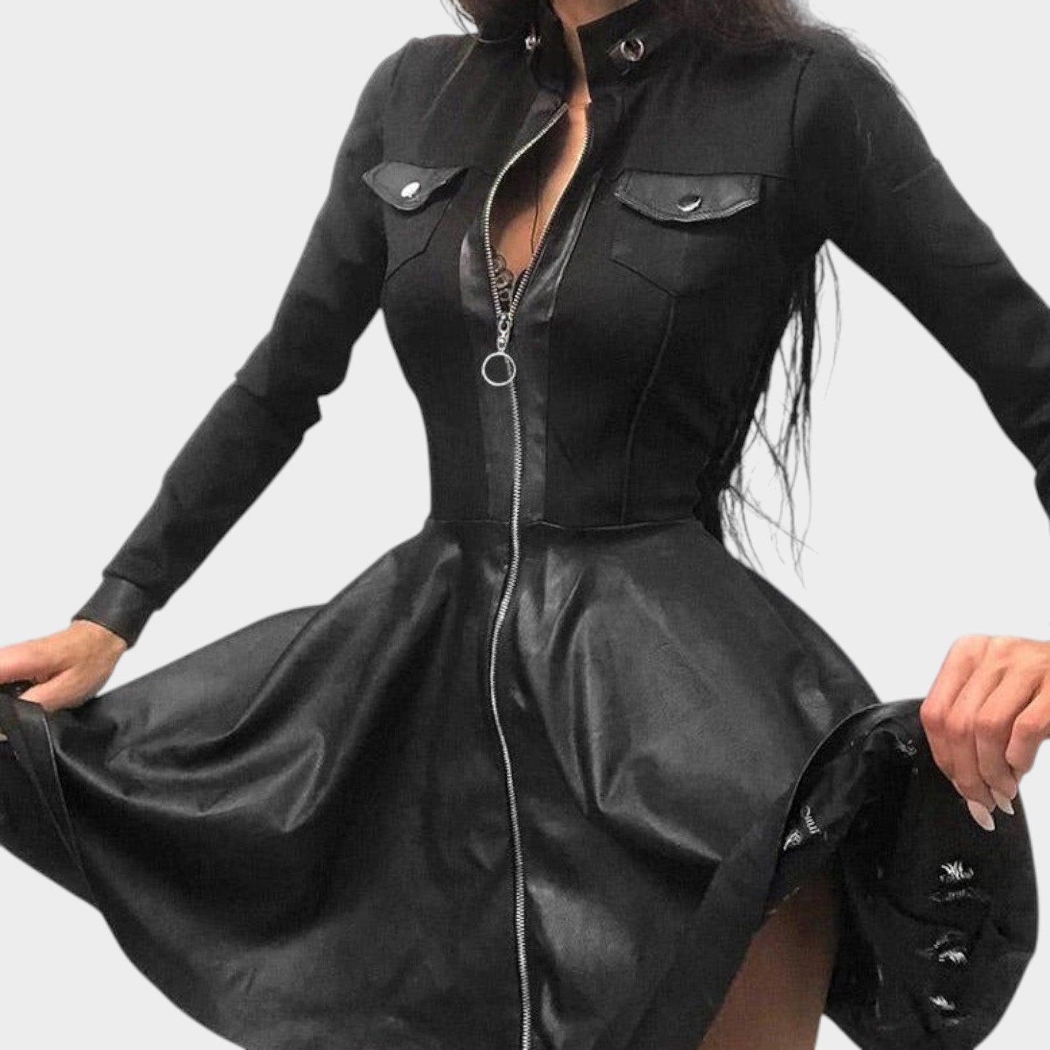 Zip Front Mini Dress