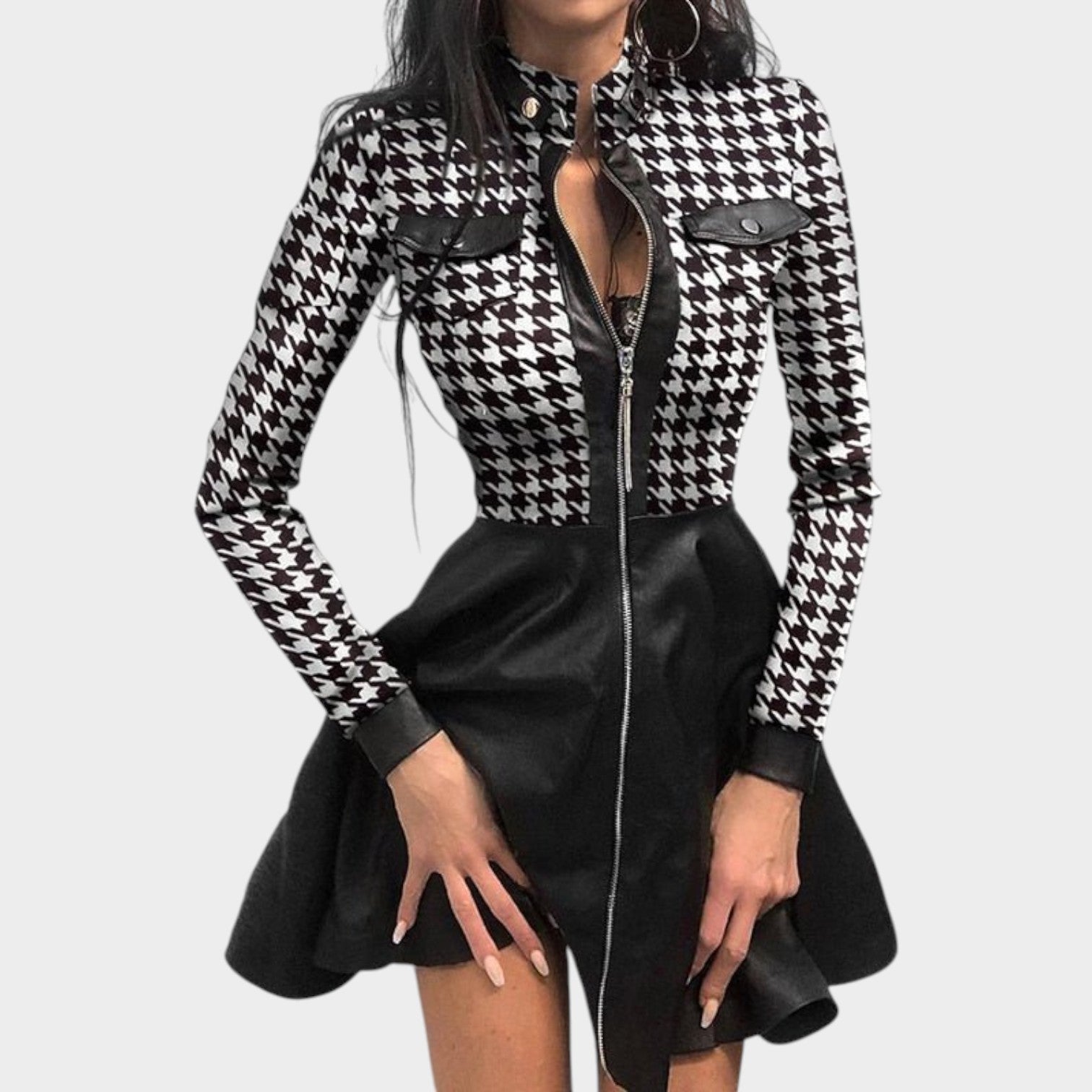 Zip Front Mini Dress