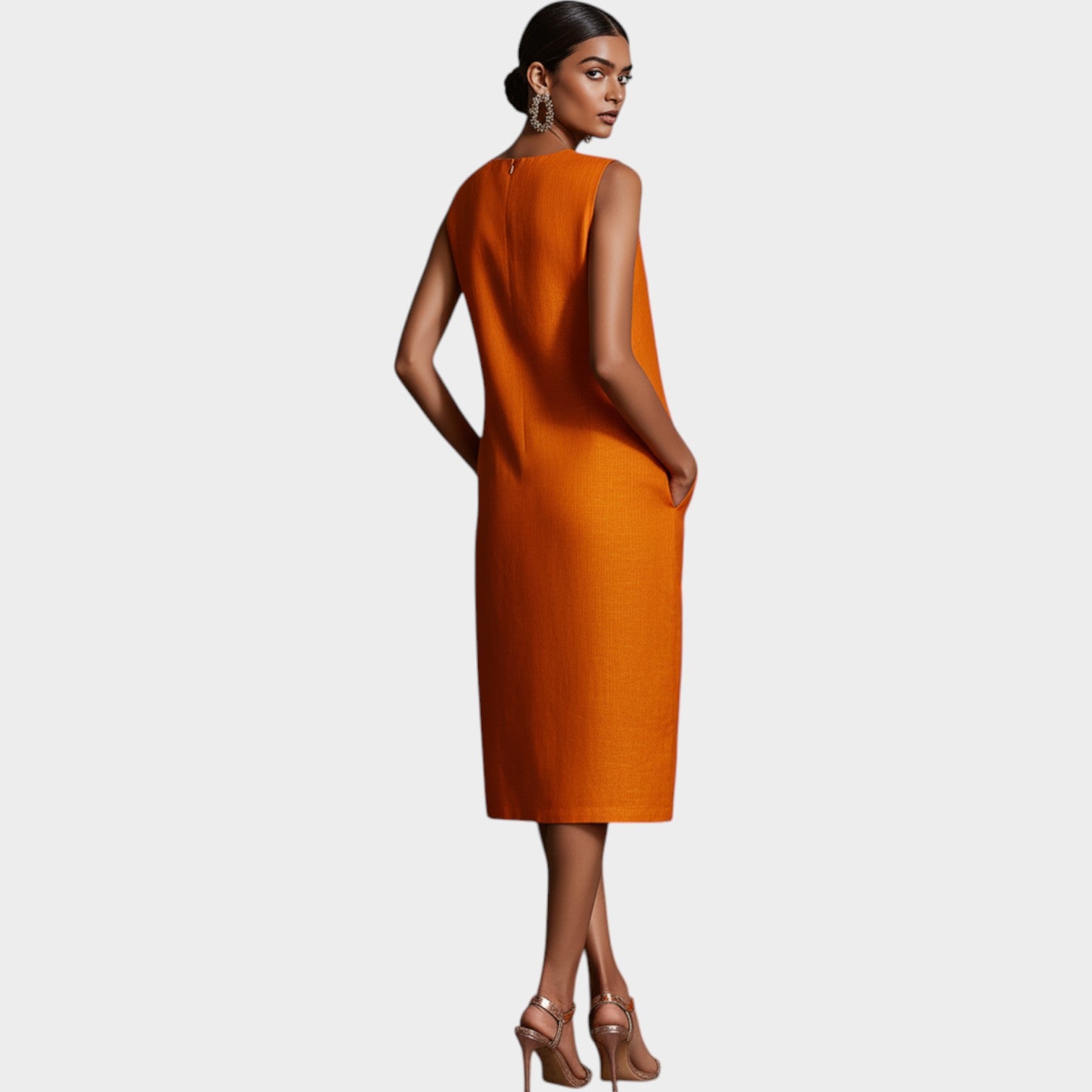 Sleeveless Linen Formal Midi Dress